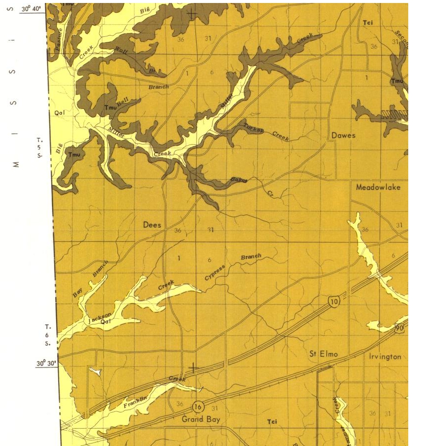 1970 Geological Map of southwest Mobile Co.