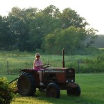 Mary and Fregie mowing